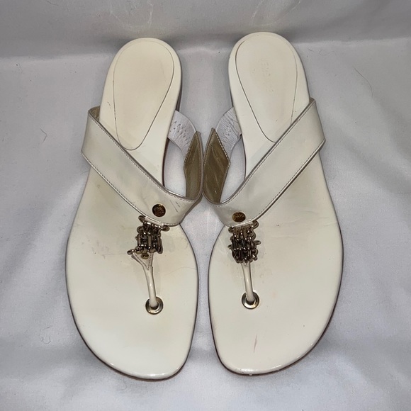 White Versace sandals with chain strap with dust bag - Picture 2 of 5